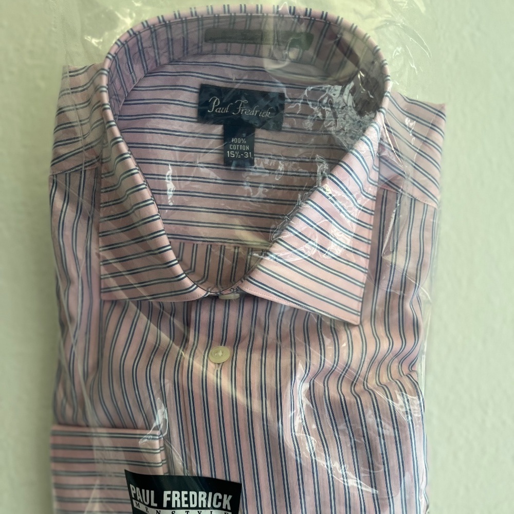 Paul Fredrick Pink Striped Long Sleeve Shirt